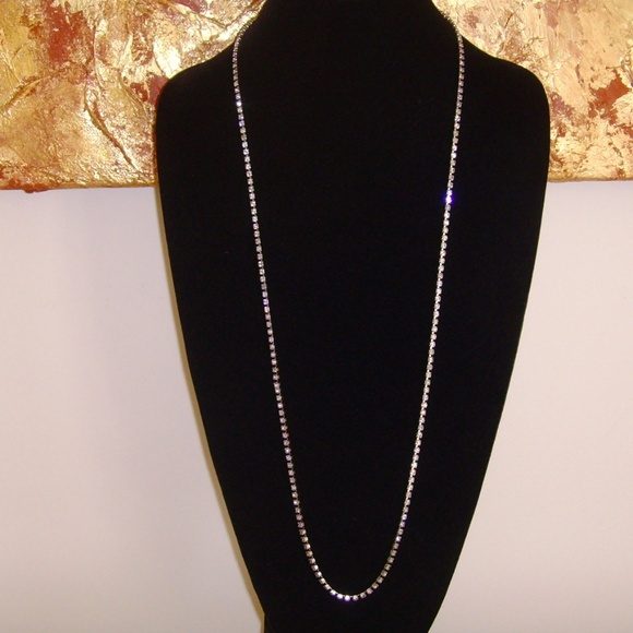 Silver-Tone and Clear Rhinestone Single Strand Necklace - Picture 1 of 15